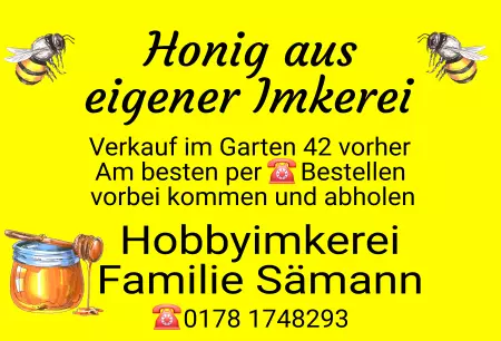 Geschaeftsschilder Tuerschilder EingangFirma Honig aus eigener Imkerei Bild