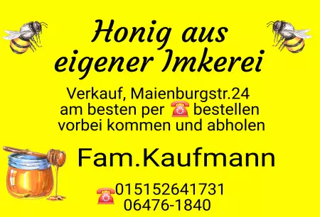 Geschaeftsschilder Tuerschilder EingangFirma Honig aus eigener Imkerei Bild