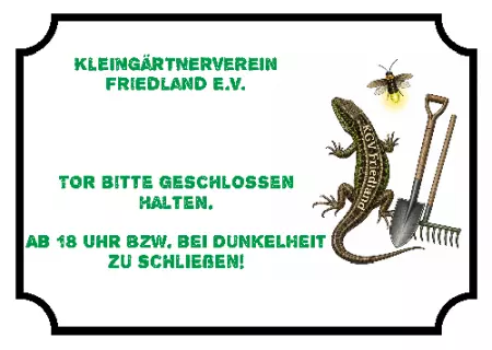 Geschaeftsschilder Tuerschilder EingangFirma Kleingärtnerverein Friedland e.v. Bild