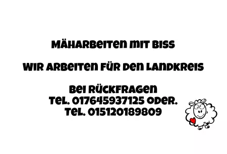 Geschaeftsschilder Tuerschilder EingangFirma Mäharbeiten mit Biss Bild